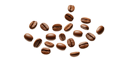 Obraz premium Falling coffee beans isolated transparent background