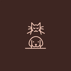 Cat and Dog Line Art Logo – Minimalist cat and dog in harmony, perfect for pet brands.