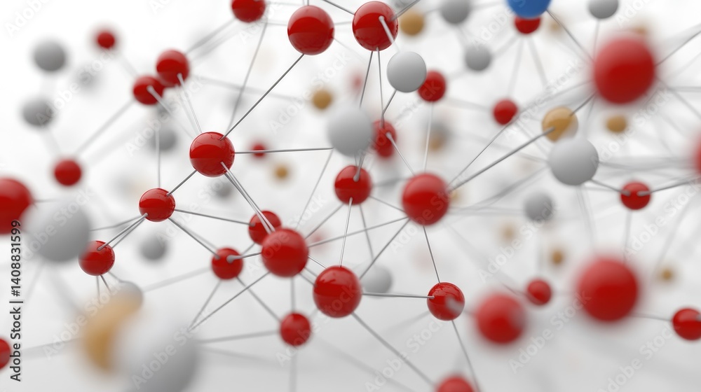 Poster abstract d model of deep learning network with color-coded connections