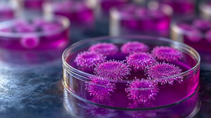 Microbial cultures in petri dishes