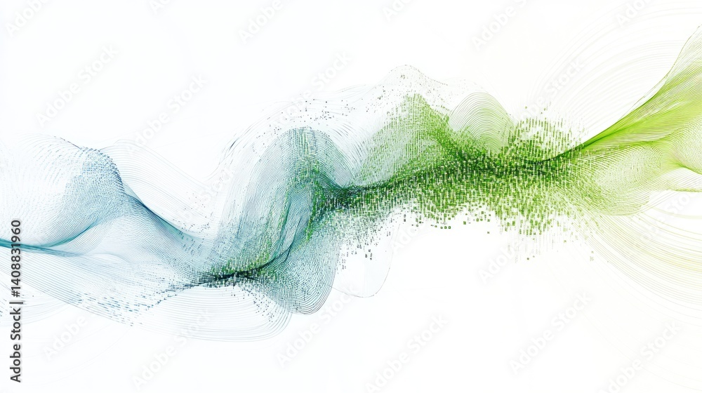 Poster abstract circuit lines forming a dynamic digital wave across a modern tech backdrop