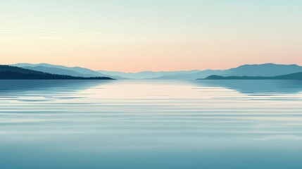 Naklejka premium Serene mountain lake vista at dawn.