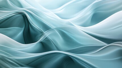 Obraz premium Abstract teal and white flowing curves graphic design.
