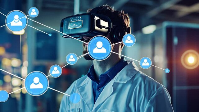 Scientist Explores Virtual Collaboration Platform in High-Tech Laboratory Setting