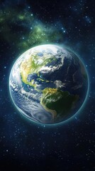 Obraz premium A stunning depiction of planet earth in space with bright stars