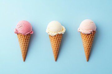 Ice cream scoops in cones