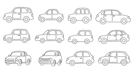 Collection Of Minimalist Black And White Car Line Drawings