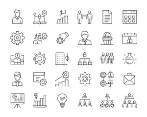 Line Art Business Strategy Icons Collection