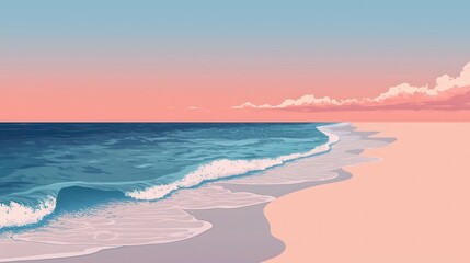 Obraz premium Peaceful beach scene at sunset.