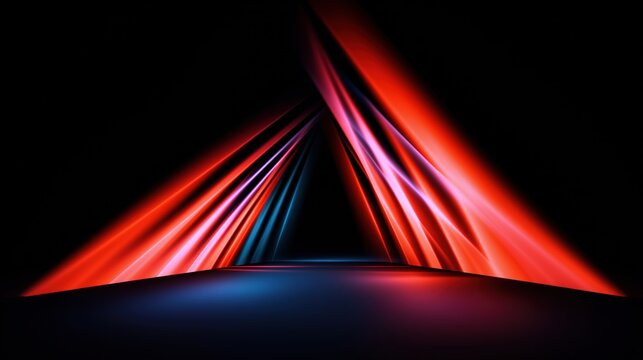 Fototapeta Abstract background Abstract vibrant red and blue light bursts create a dynamic celebratory triangular tunnel effect perfect for dynamic backgrounds or celebratory event designs showcasing high
