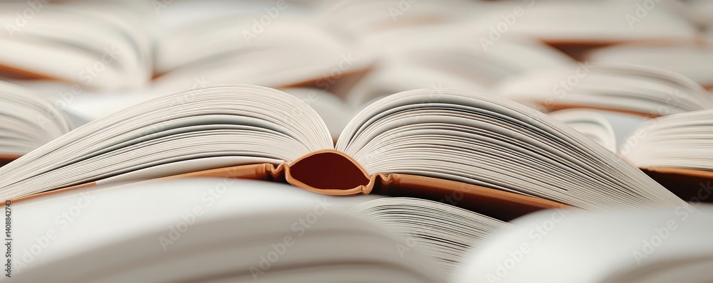Poster books floating in the air on a library and shelf concept. an artistic view of open books laying on a