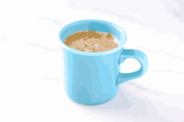 エスプレッソと牛乳を混ぜたカフェ・ラッテを飲みながらリラックスしているイメージ

