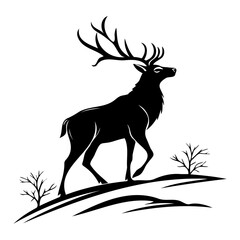 Standing deer silhouette minimal wildlife vector icon