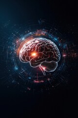 A brain with a red light on it