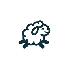 playful sheep animal pet farm logo vector illustration template design