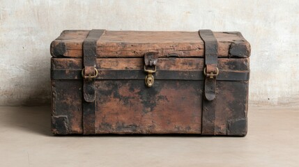 Exploring vintage charm antique wooden storage chest rustic workshop still life neutral tones close-up view heritage and craftsmanship