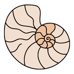 Nautilus shell sea marine life nature animal flat color vector illustration template design