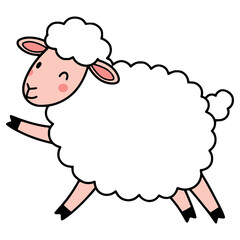 playful sheep animal pet farm flat color vector illustration template design