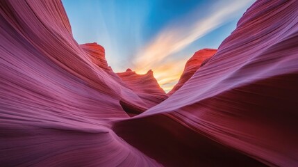 Obraz premium Sunrise lighting up canyon walls with vibrant red rock formations