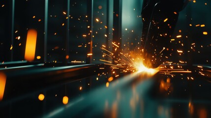 Metal fabricator welding steel frames for commercial structure. Featuring precision and durability