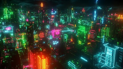 Fototapeta premium Metaverse world rendered in 3D with neon colors showing technology energy power and global internet connections