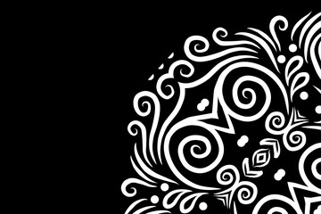 luxury BLACK AND WHITE traditional Indonesian Dayak batik design with aesthetic gradient background