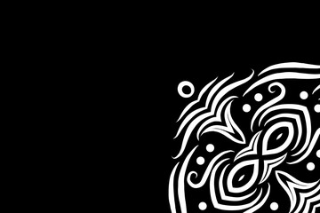 luxury BLACK AND WHITE traditional Indonesian Dayak batik design with aesthetic gradient background
