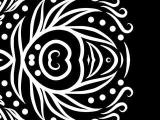 luxury BLACK AND WHITE traditional Indonesian Dayak batik design with aesthetic gradient background