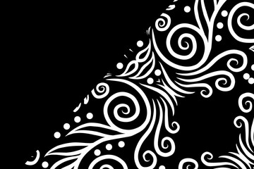 luxury BLACK AND WHITE traditional Indonesian Dayak batik design with aesthetic gradient background
