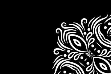 luxury BLACK AND WHITE traditional Indonesian Dayak batik design with aesthetic gradient background