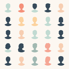 A set of minimalist, modern profile icons against a clean