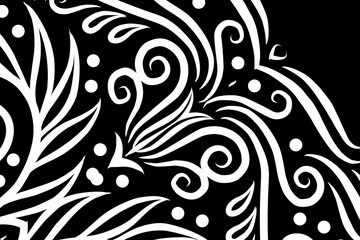 Fototapeta premium luxury BLACK AND WHITE traditional Indonesian Dayak batik design with aesthetic gradient background