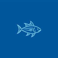 Tuna Fish Line Art Logo – Elegant tuna in smooth line style, ideal for seafood branding.