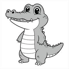Fototapeta premium Cute crocodile cartoon white background