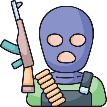 masked person holding rifle clip art preview
