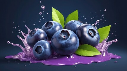 blueberries with splash