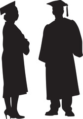 Graduate, student in graduation cap, diploma, degree vector silhouette