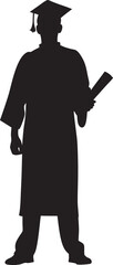 Graduate, student in graduation cap, diploma, degree vector silhouette