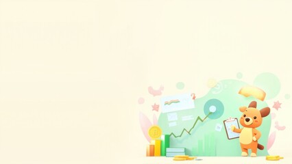 Fototapeta premium Piggy bank in suit with white line chart