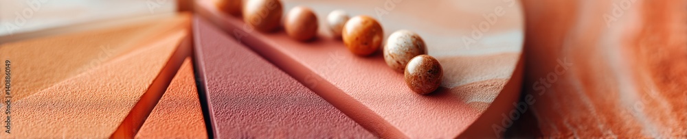 Poster Minimalist Data Visualization Terracotta Gradient Pie Chart with Strategic Spherical Elements - Innovative Market Segmentation and Consumer Insights Design