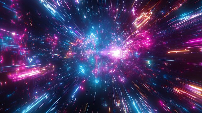 Cyber space with vibrant neon colored digital world showing global connectivity and energy power concepts