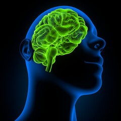 female human brain anatomy. 3d illustration