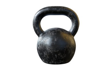 isolated PNG black Cast Iron Kettlebell with Handle on white transparent background