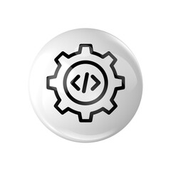 gear and code icon glossy rounded button