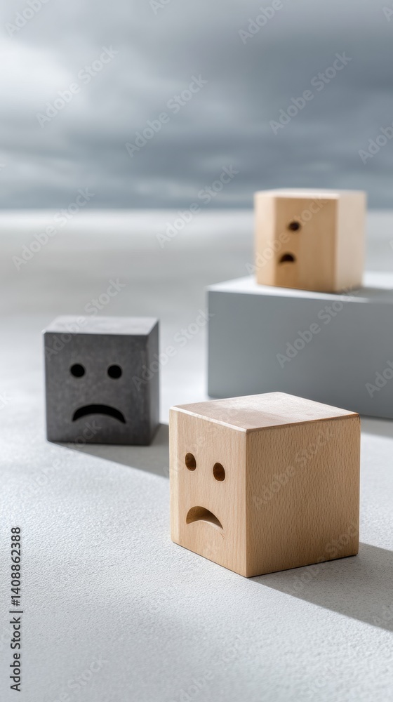 Aufkleber Minimalist Emotion Cubes Innovative UX Research Visualization for Sentiment Analysis and Customer Experience Design in Digital Transformation Era