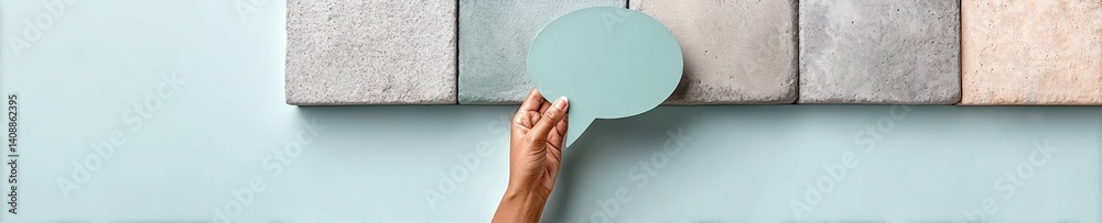 Poster minimalist customer feedback insights gen z communication strategy with soft pastel speech bubble - 