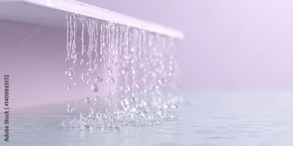 Poster ethereal water dynamics minimalist rain cascade visualizing climate resilience and architectural dra