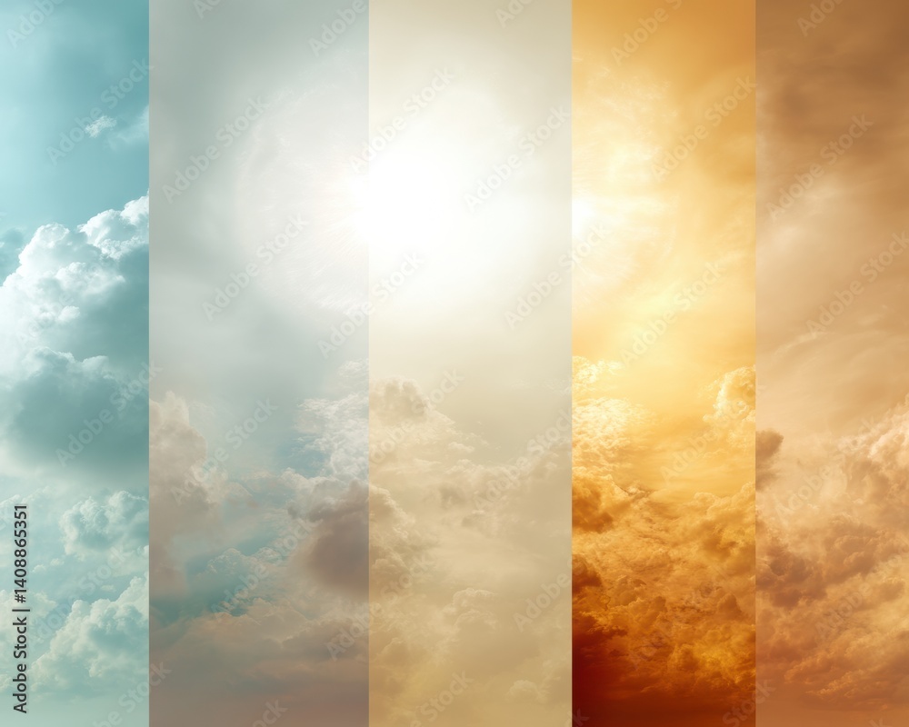Poster climate evolution visualization immersive atmospheric gradient exploring meteorological transitions,