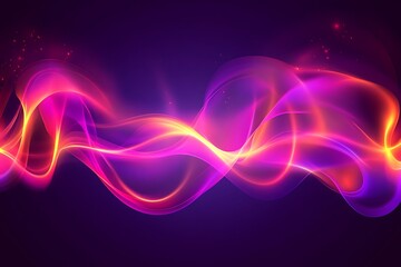 Naklejka premium Colorful luminous waves flow across a dark purple background