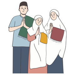 Obraz premium Family eid mubarak greeting